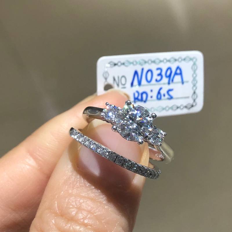 四爪三生三世个性女戒S925银镀白金主副套戒叠戴定制主石莫桑钻1.0ct/副石高碳钻